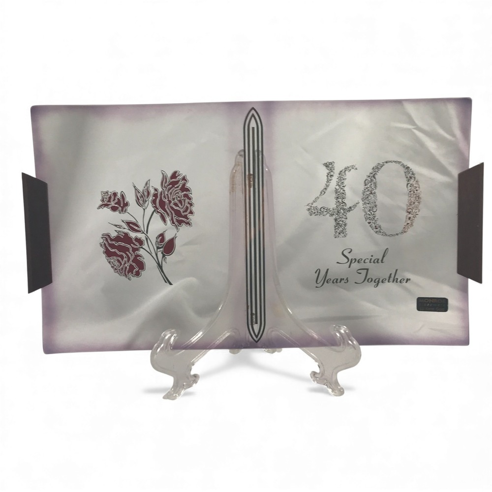 Monroe Glassware 40th Anniversary Plate 22K Gold 40 Special Years Together Rose